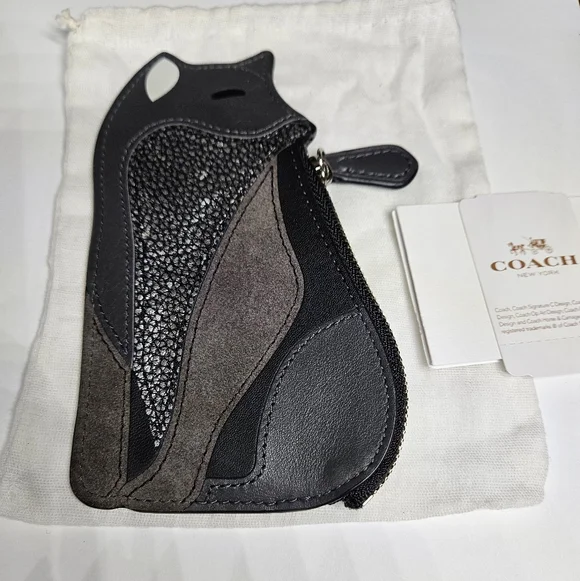 Coach Fox Leather & Suede Coin Case NWT - Picture 2 of 6